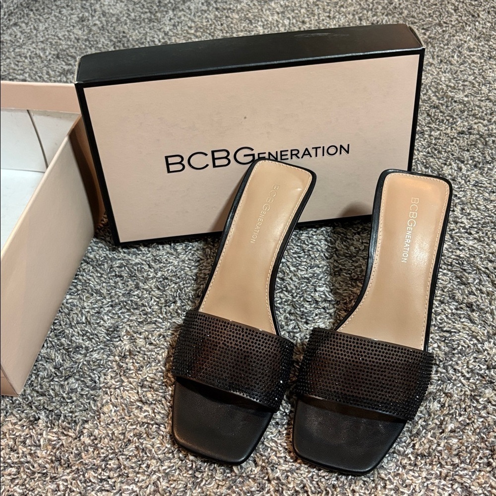 BCBGeneration Black Sparkle Slides